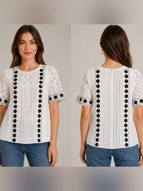 Anthropologie Floreat Women’s Size 2 Gorgeous Lace Beaded Embroidered Blouse